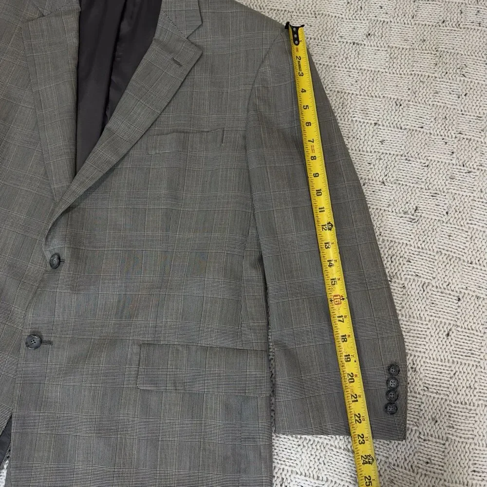 VTG Brooks Brothers Brooksease Wool Blazer Gray Glen Plaid USA Read Measurements